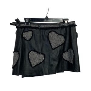 Era of Chaos Black Leather Heart Patch Mini Skirt S NWT - Read